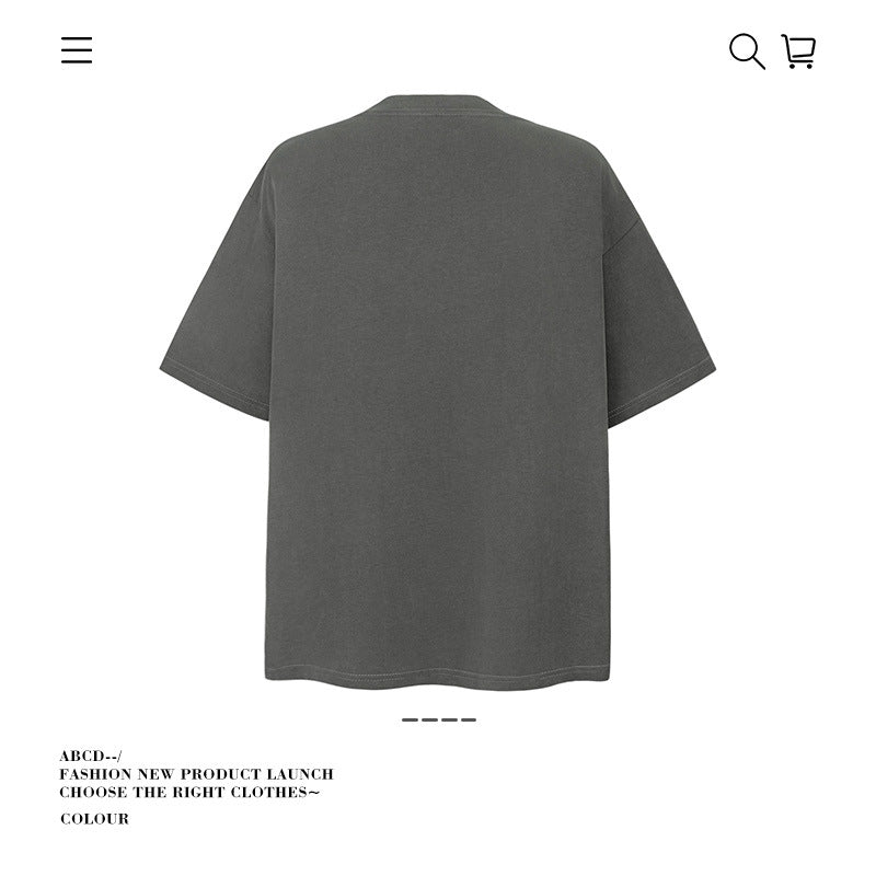 American vintage street T-shirt pure cotton retro men's and women's summer loose half sleeves