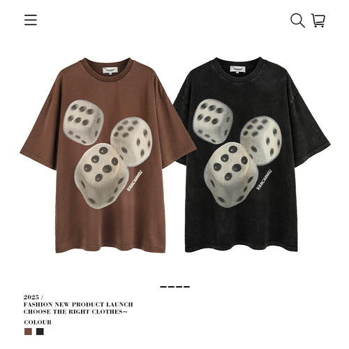American vintage street T-shirt retro men's loose half-sleeved shirt