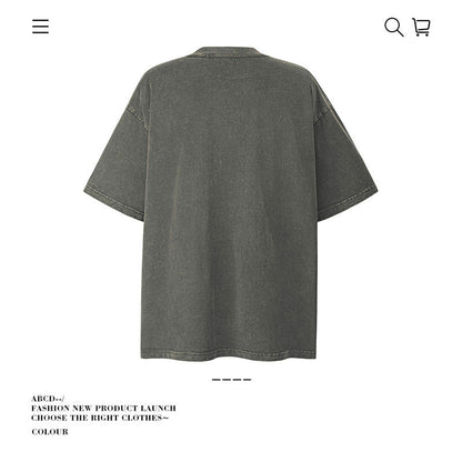 American vintage street T-shirt pure cotton men's and women's summer loose half-sleeves