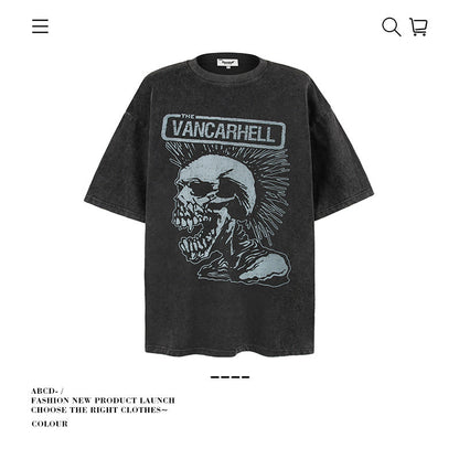 American vintage street T-shirt pure cotton men's and women's summer loose