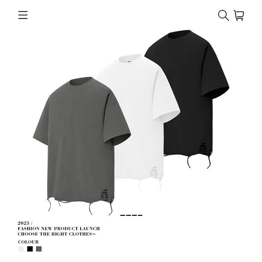 American vintage street T-shirt cotton men loose summer