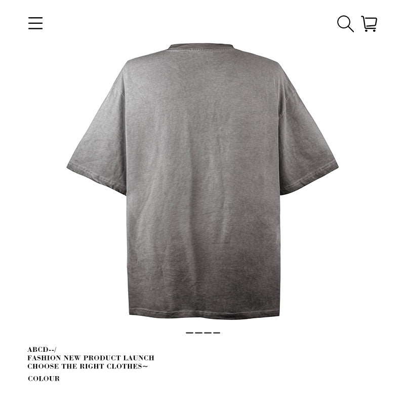 American vintage street T-shirt pure cotton retro men's and women's summer loose