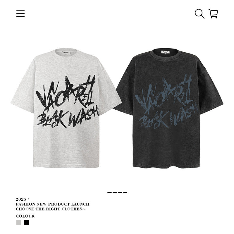 American vintage street T-shirt vintage cotton summer boys