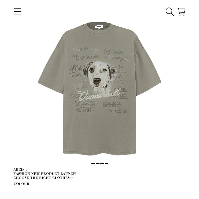American vintage street T-shirt cotton vintage men's summer loose