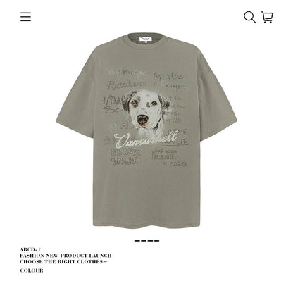 American vintage street T-shirt cotton vintage men's summer loose