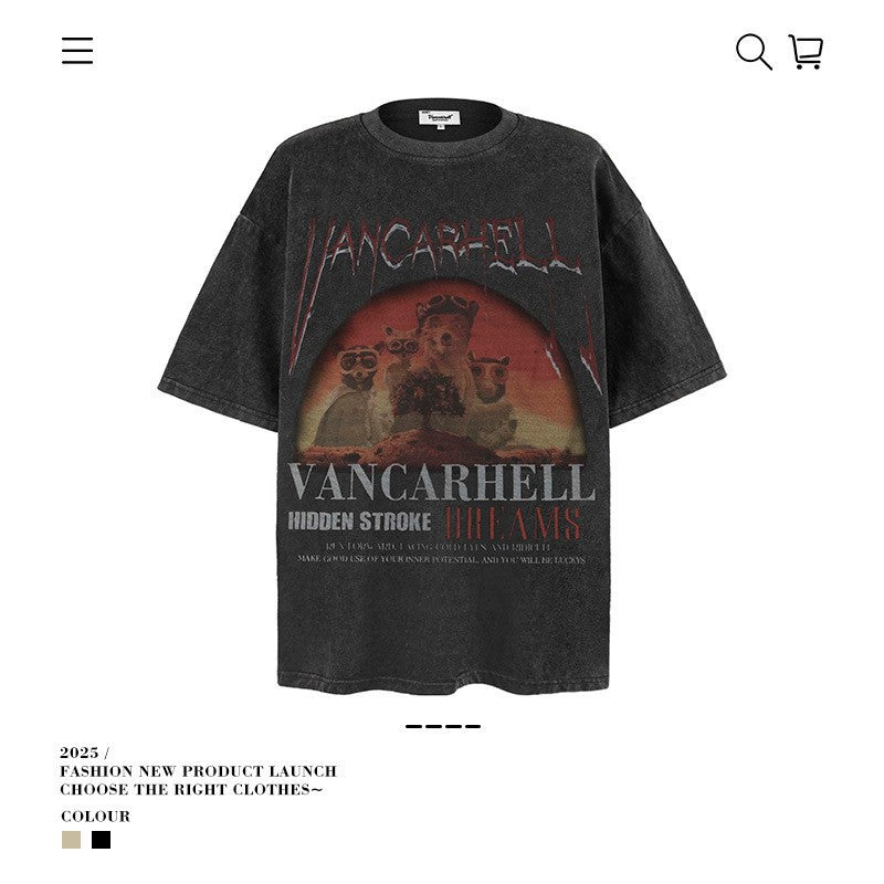 American vintage street T-shirt pure cotton men and women loose
