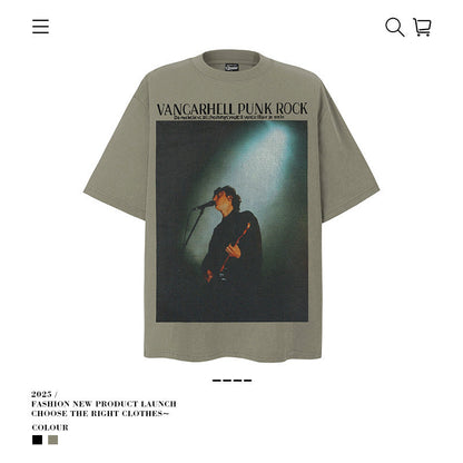 American vintage street T-shirt vintage cotton summer boys