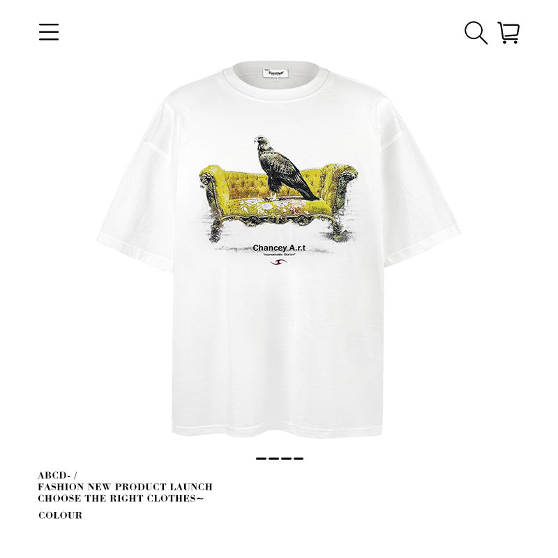 American vintage street T-shirt cotton vintage men and women loose summer