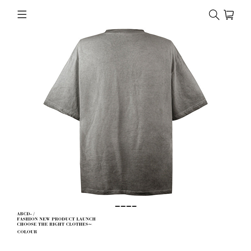 American vintage street T-shirt pure cotton retro men's and women's summer loose
