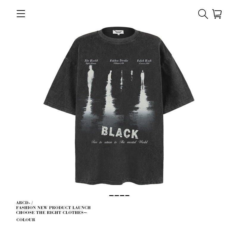 American vintage street T-shirt retro men's loose top