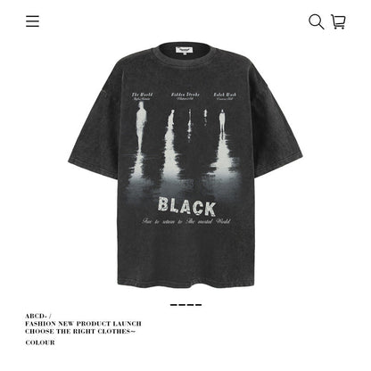American vintage street T-shirt retro men's loose top