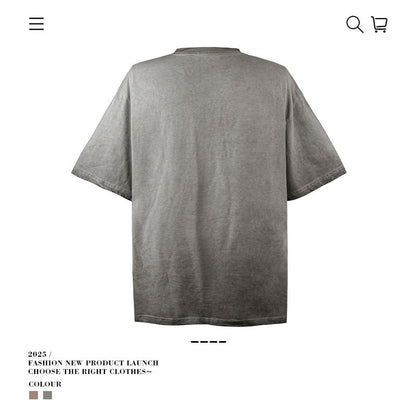American vintage street T-shirt vintage men's summer loose half sleeve