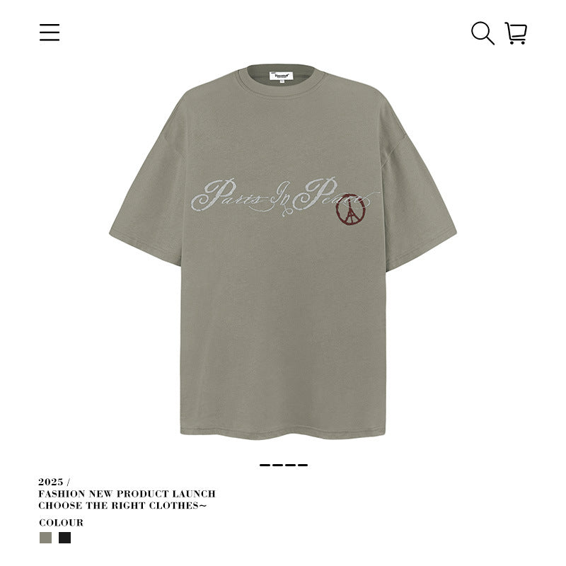 American vintage street T-shirt loose cotton summer men