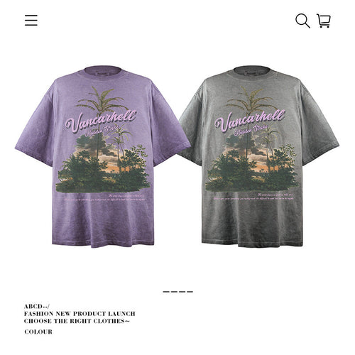 American vintage street T-shirt pure cotton retro men's and women's summer loose