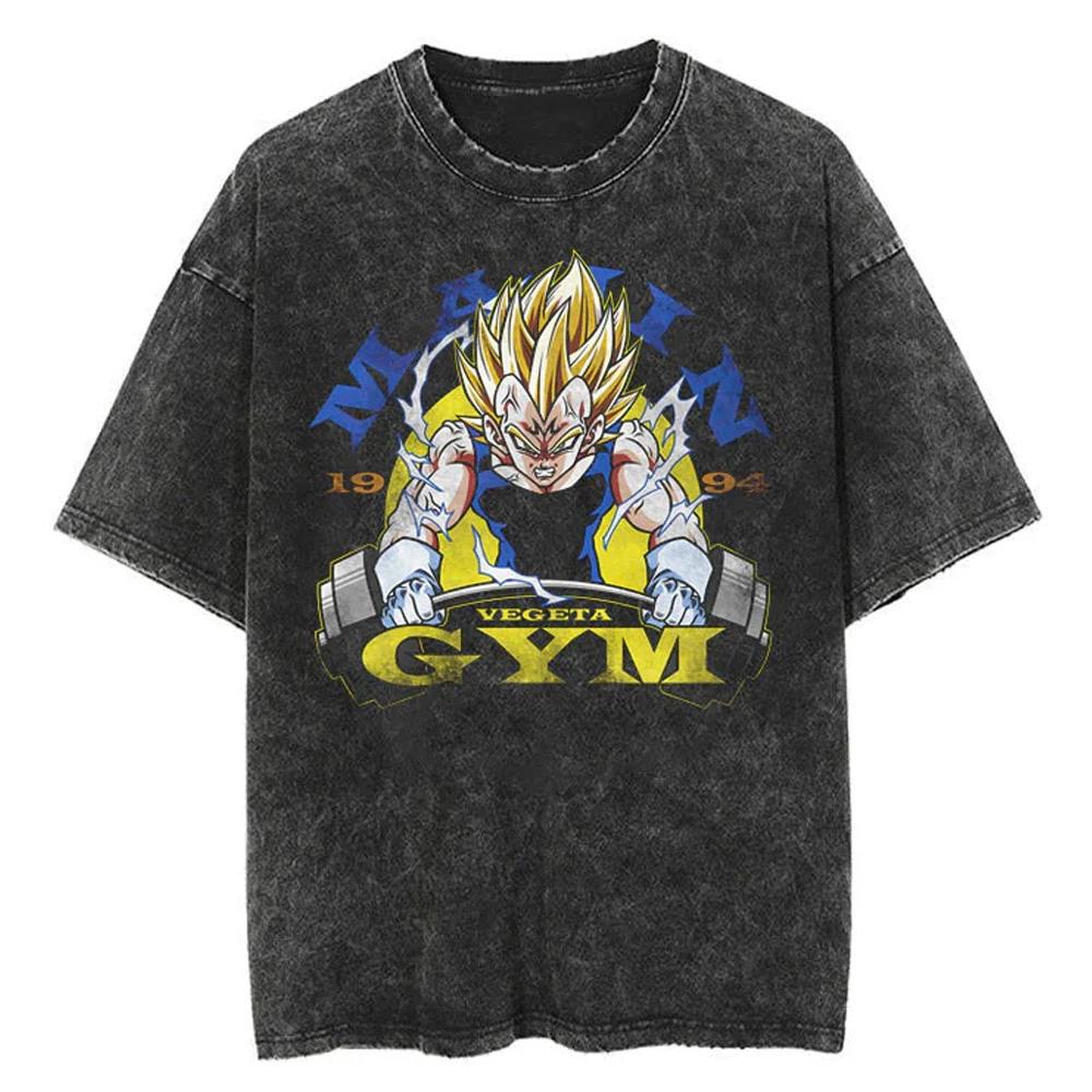 2024Men Tshirt Washed Black Vintage Japanese Anime Dragon (Prat 2)