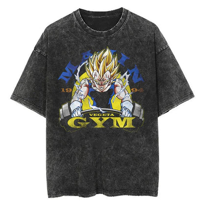 2024Men Tshirt Washed Black Vintage Japanese Anime Dragon (Prat 2)