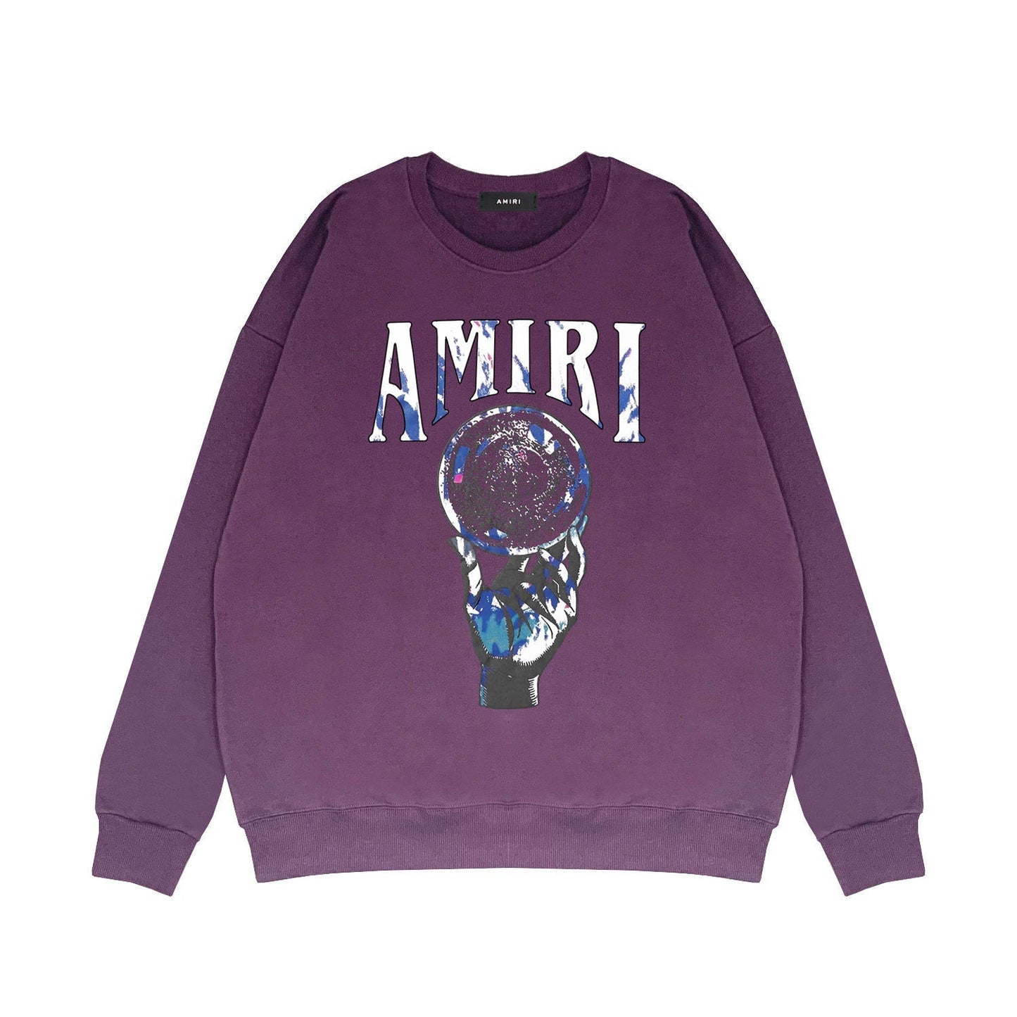 Amiri Long-Sleeve Shirt Personality Printed Crew Neck Sweatshirt