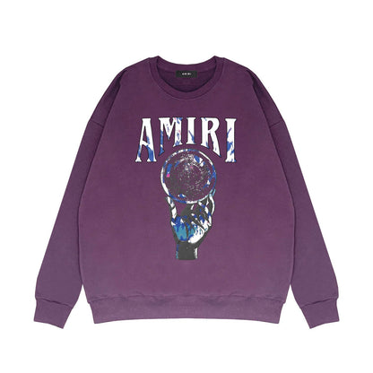 Amiri Long-Sleeve Shirt Personality Printed Crew Neck Sweatshirt