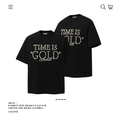 American vintage street T-shirt pure cotton men's and women's summer loose