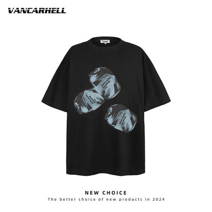 American vintage street T-shirt retro men's loose casual top