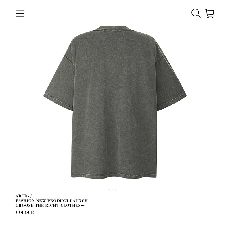 American vintage street T-shirt pure cotton men's and women's summer loose