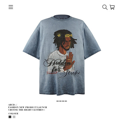 American vintage street T-shirt men's loose top