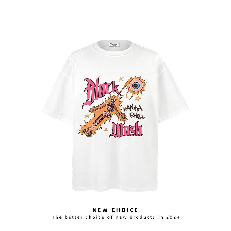 American vintage street T-shirt retro men's loose half-sleeved shirt