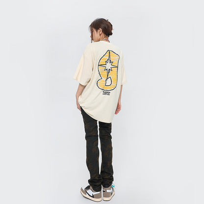 After Prom Shirt Women Summer Letter Print High Street Fashion Brand Short Sleeve round Neck Pure Cotton Loose T-shirt