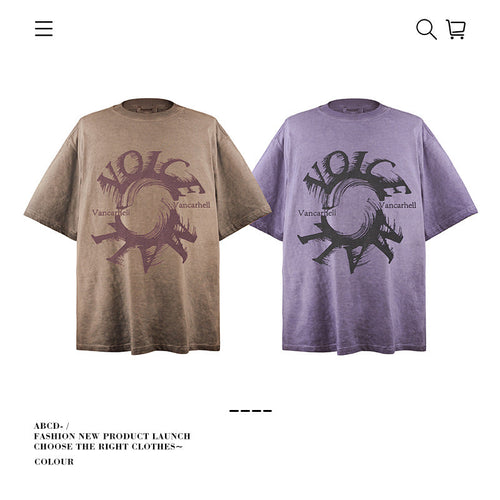 American vintage street T-shirt pure cotton retro men's and women's summer loose