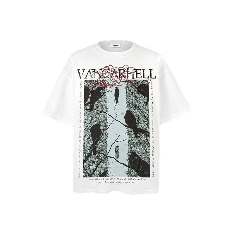 American vintage street T-shirt retro men's loose half sleeve