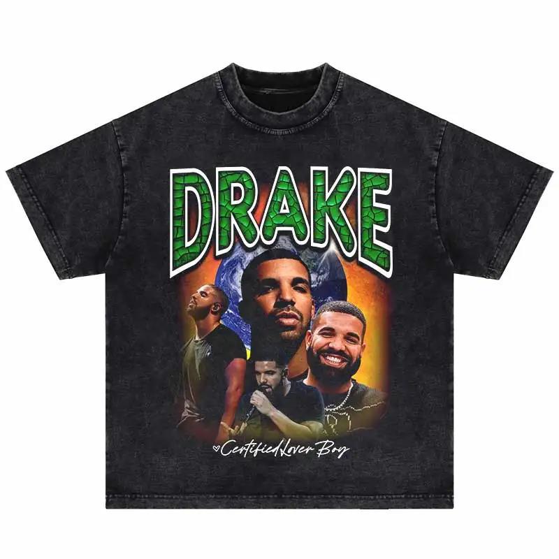 2024Summer Washed Short Sleeve Tshirts Men Hip Hop Portrait (Prat 2)