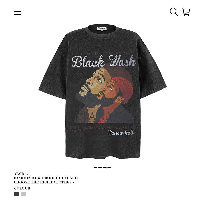 American vintage street T-shirt men's loose top