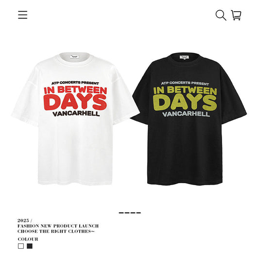 American vintage street T-shirt men's loose casual half sleeve