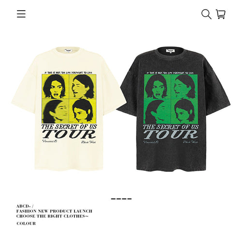 American vintage street T-shirt pure cotton retro men's and women's summer loose
