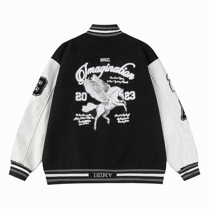 Amiri Jacket Spring and Autumn AMI Pattern Baseball Jacket Jacket Men's and Women's