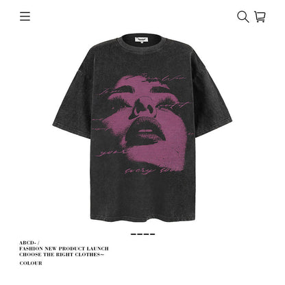 American vintage street T-shirt men's loose cotton