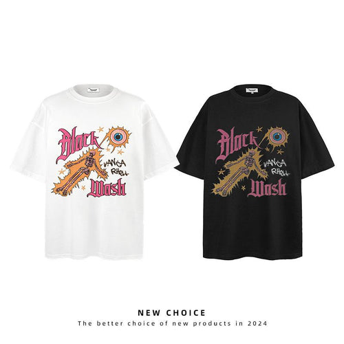 American vintage street T-shirt retro men's loose half-sleeved shirt