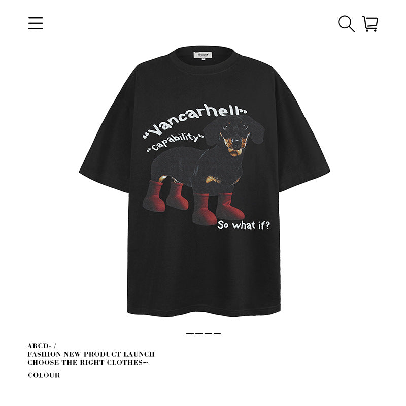 American vintage street T-shirt cotton men loose summer