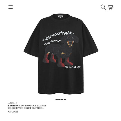American vintage street T-shirt cotton men loose summer
