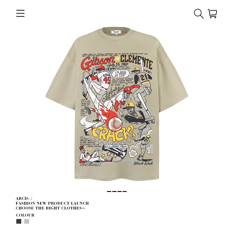 American vintage street T-shirt men's loose top