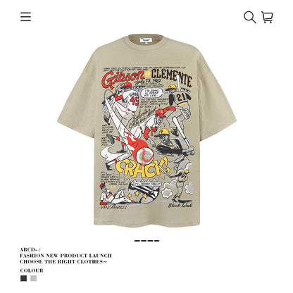 American vintage street T-shirt men's loose top
