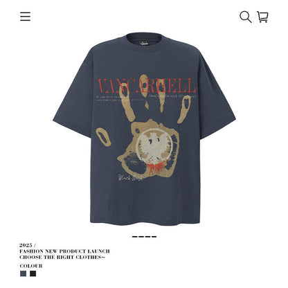 American vintage street T-shirt men's vintage cotton summer