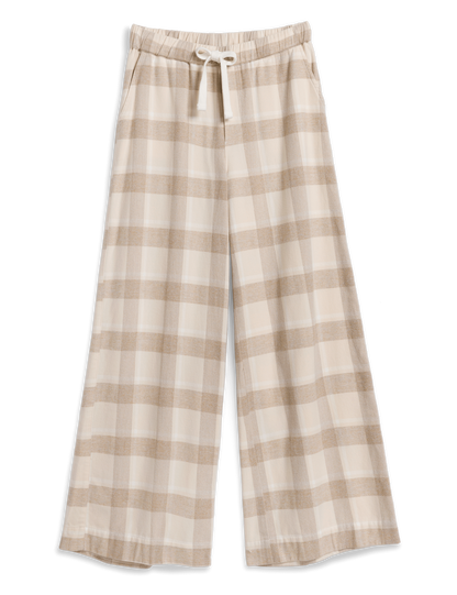 PIPER Cream and Camel Plaid, Italian Flannel