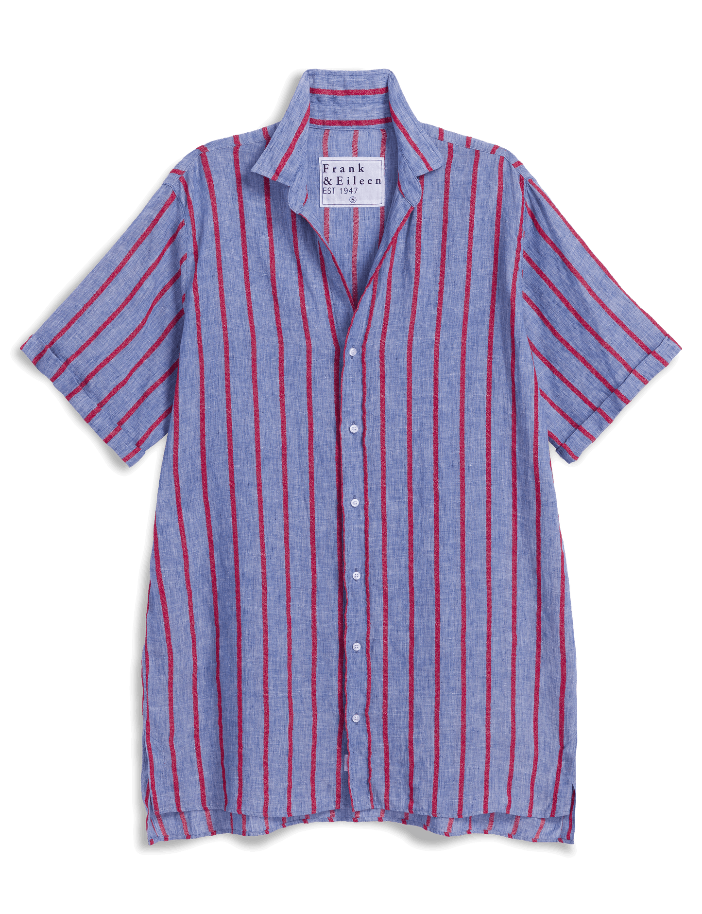 ROSEMARY Blue and Red Textured Stripe, Italian Classic Linen