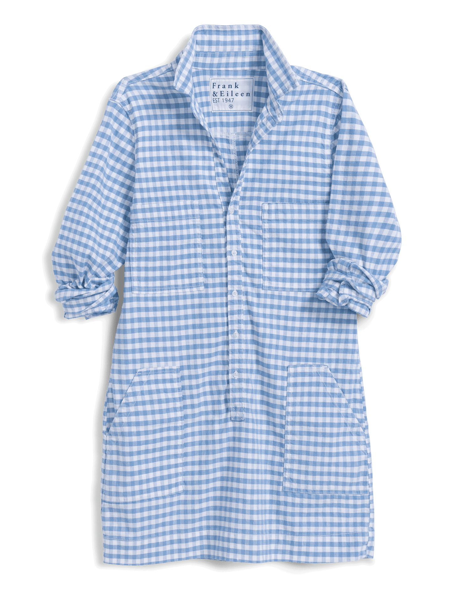 IRELAND DRESS Blue Gingham, Italian Performance Linen