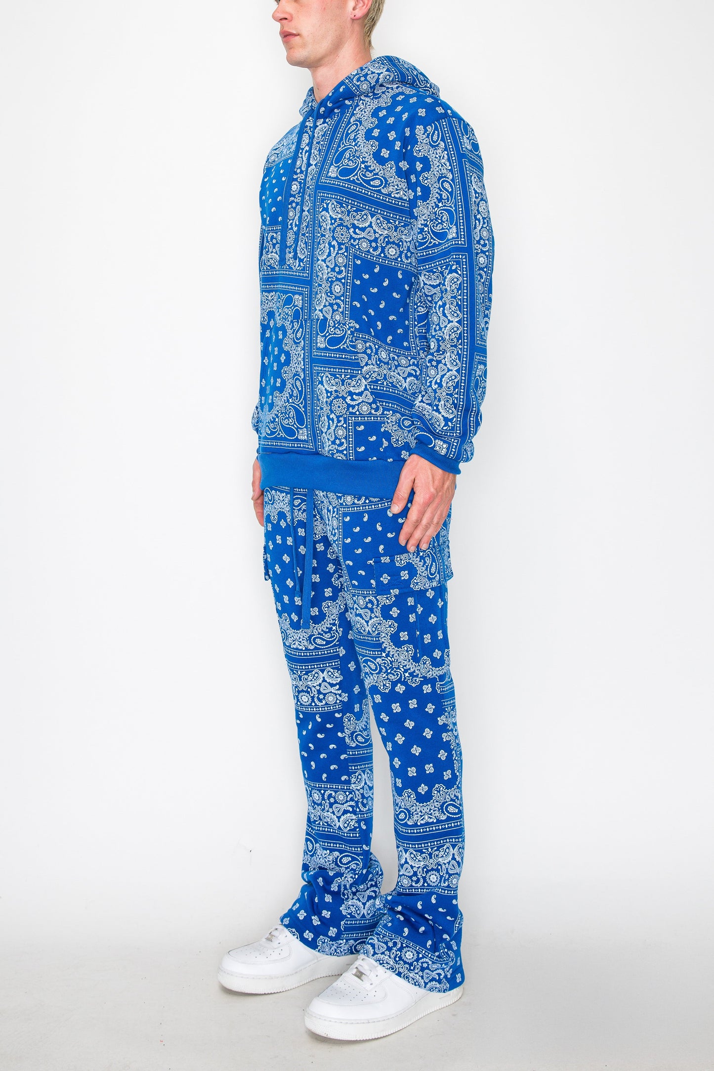 Bandana Pullover Cargo Flared Fleece Set