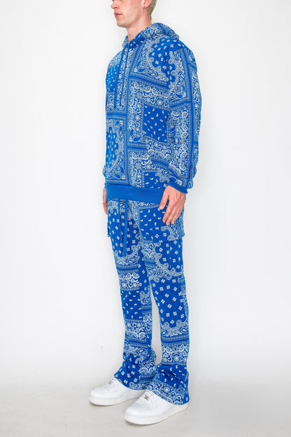 Bandana Pullover Cargo Flared Fleece Set