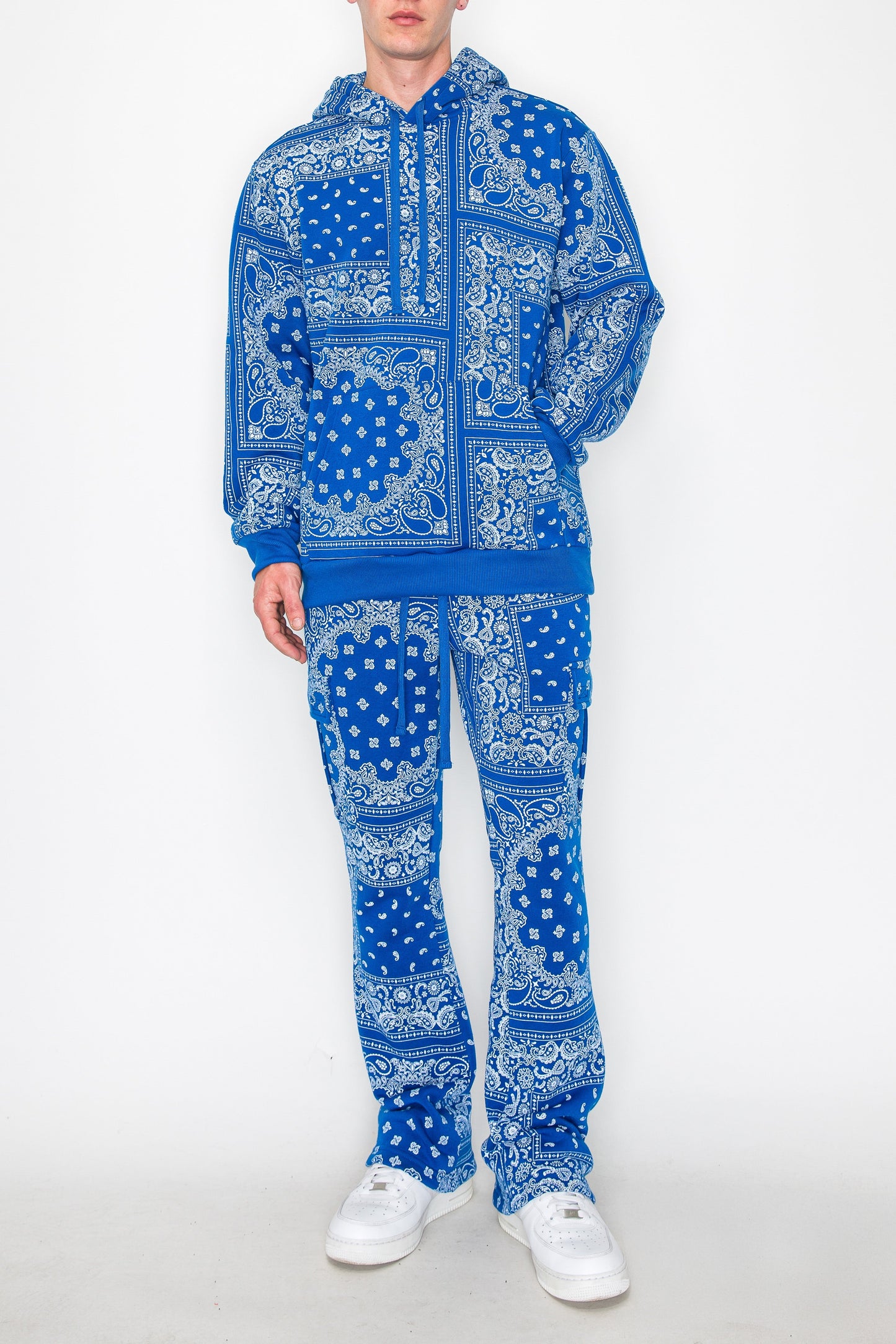 Bandana Pullover Cargo Flared Fleece Set