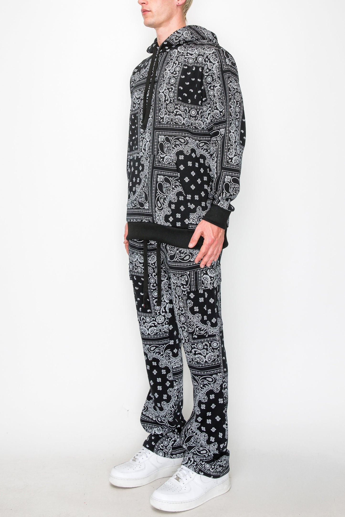 Bandana Pullover Cargo Flared Fleece Set