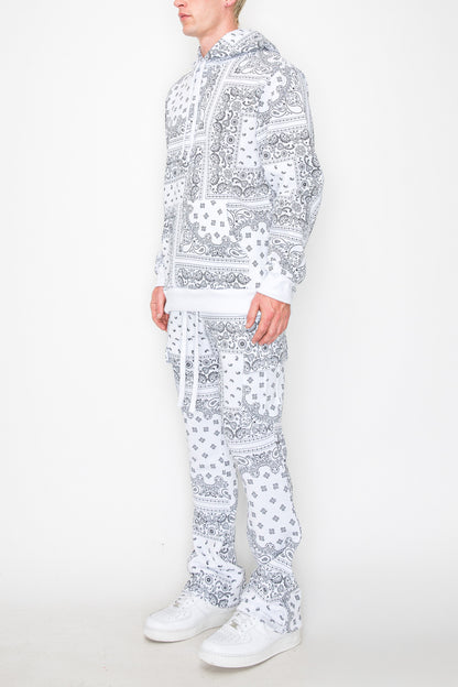 Bandana Pullover Cargo Flared Fleece Set